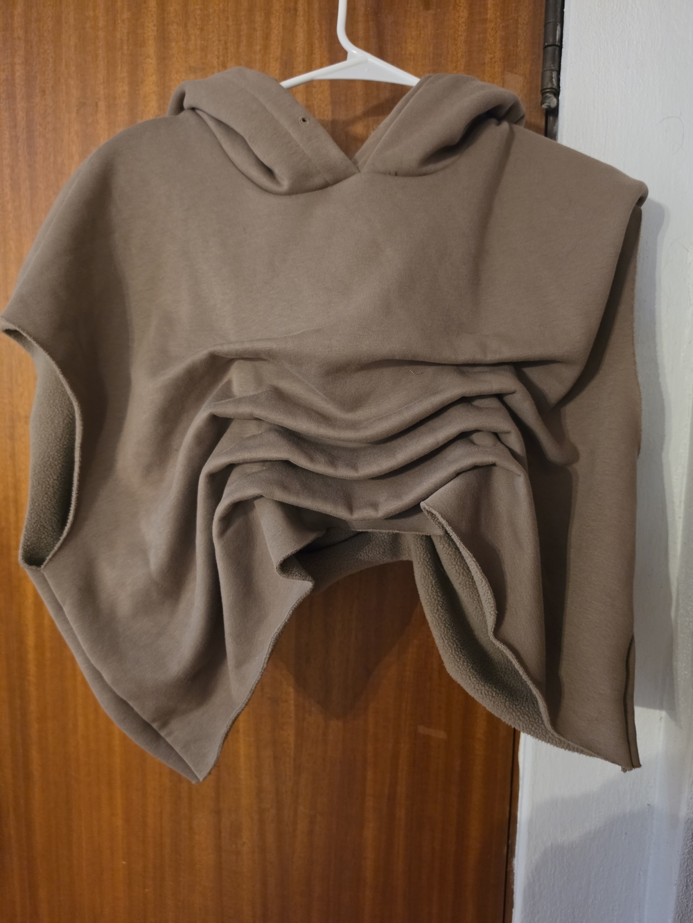 SHEIN Taupe Cropped Hooded Sleeveless Sweatshirt